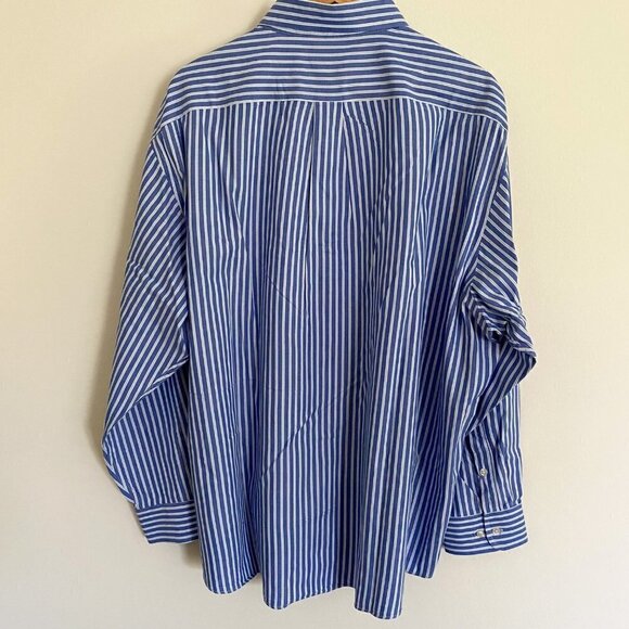 Club Room Regular Fit Pinpoint Mens Button Down Blue Shirt. Size 18.5 34/35 - Picture 4 of 10